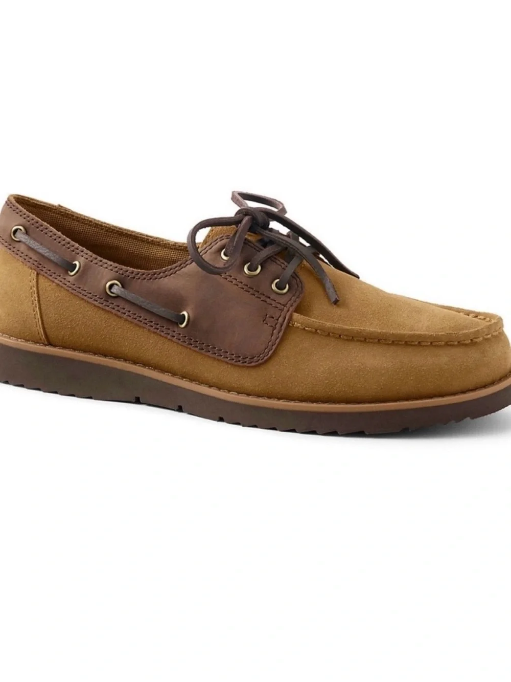 NWT Lands End Suede Leather Boat Shoes, Size 9D